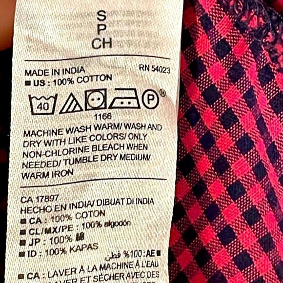 Old Navy pink and black check button up shirt size S - Picture 10 of 12